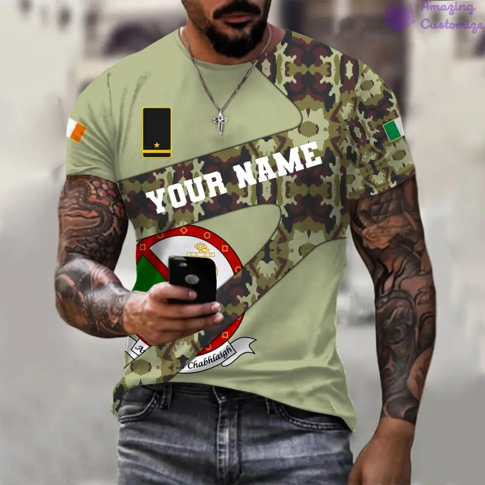 Personalized Ireland Soldier/ Veteran Camo With Name And Rank T-Shirt 3D Printed  - 17065728