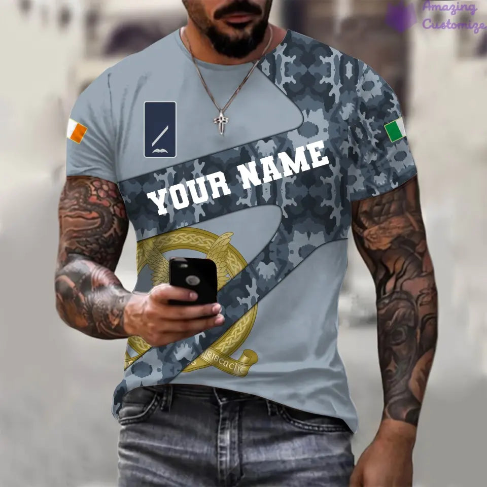 Personalized Ireland Soldier/ Veteran Camo With Name And Rank T-Shirt 3D Printed  - 17065728