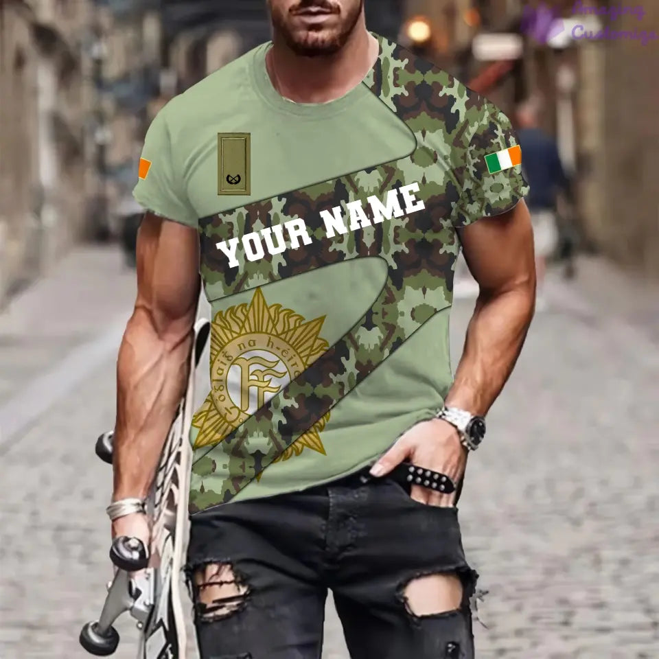 Personalized Ireland Soldier/ Veteran Camo With Name And Rank T-Shirt 3D Printed  - 17065728