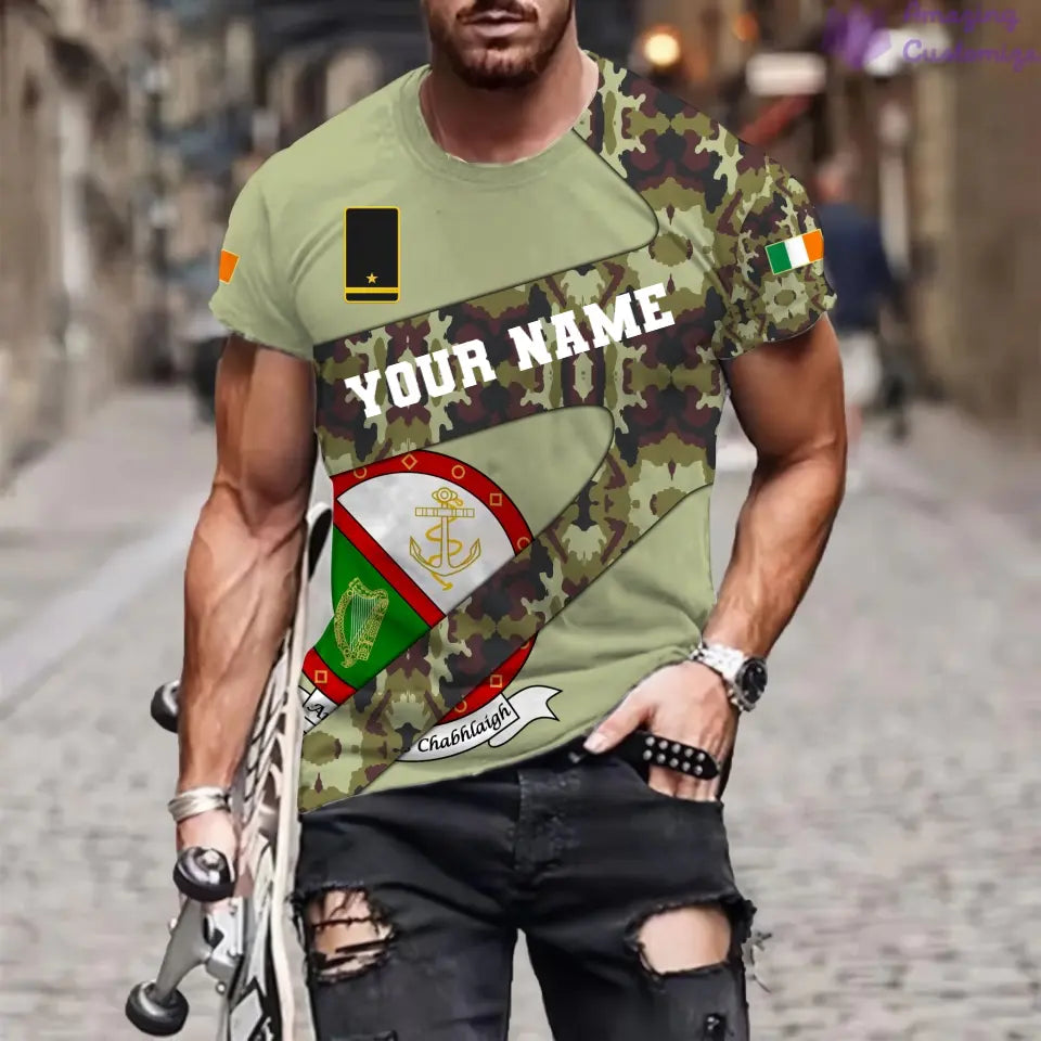 Personalized Ireland Soldier/ Veteran Camo With Name And Rank T-Shirt 3D Printed  - 3001240001QA