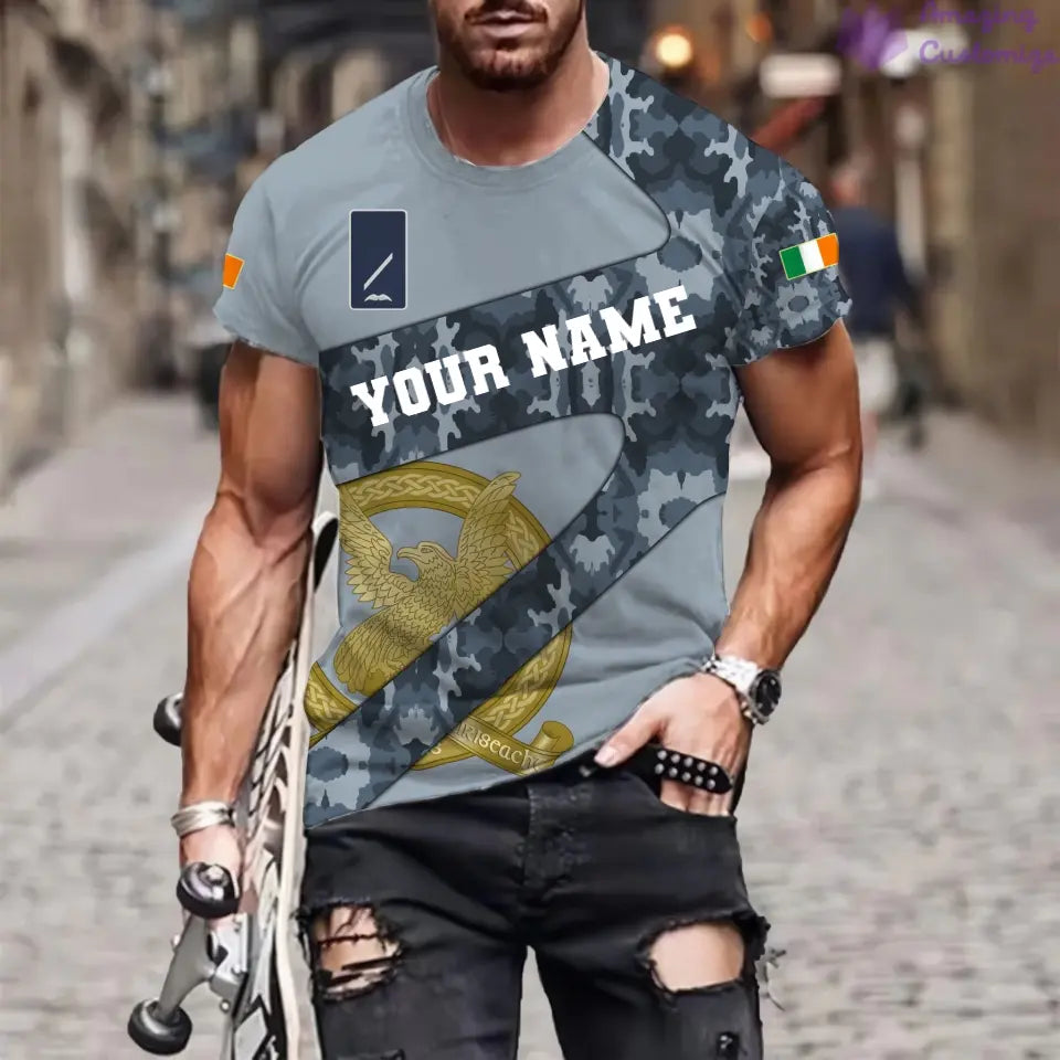 Personalized Ireland Soldier/ Veteran Camo With Name And Rank T-Shirt 3D Printed  - 3001240001QA