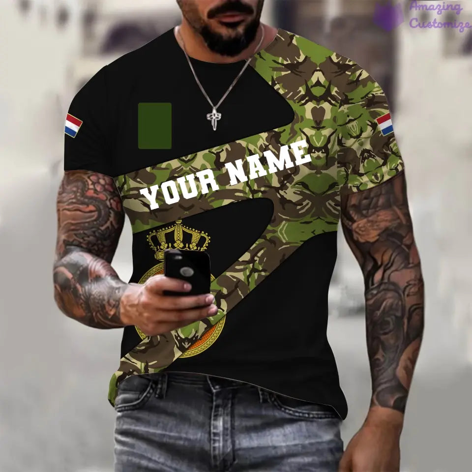 Personalized Netherlands Soldier/ Veteran Camo With Name And Rank T-Shirt 3D Printed  - 3001240001QA