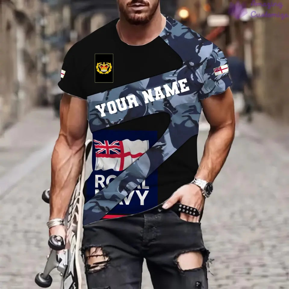 Personalized UK Soldier/ Veteran Camo With Name And Rank T-Shirt 3D Printed  - 3001240001QA