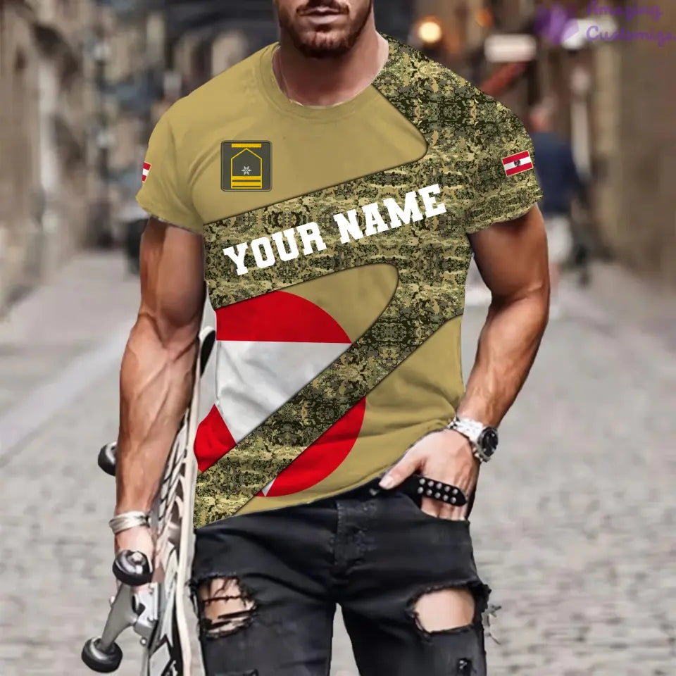 Personalized Austria Soldier/ Veteran Camo With Name And Rank T-shirt 3D Printed - 3001240001QA