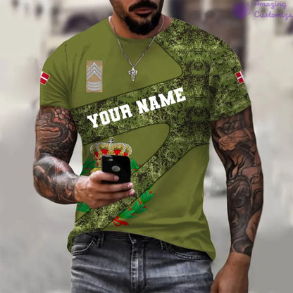 Personalized Denmark Soldier/ Veteran Camo With Name And Rank T-shirt 3D Printed - 3001240001QA