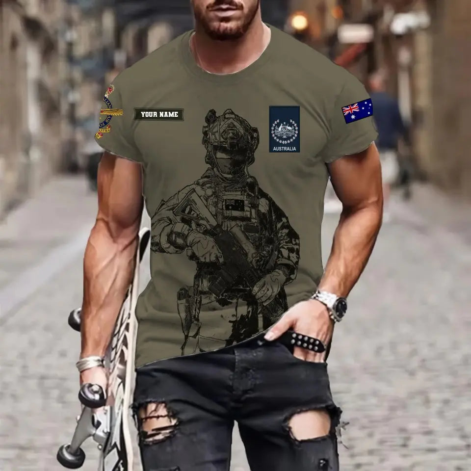 Personalized Australia Soldier/ Veteran Camo With Name And Rank T-shirt 3D Printed  - 17042401QA