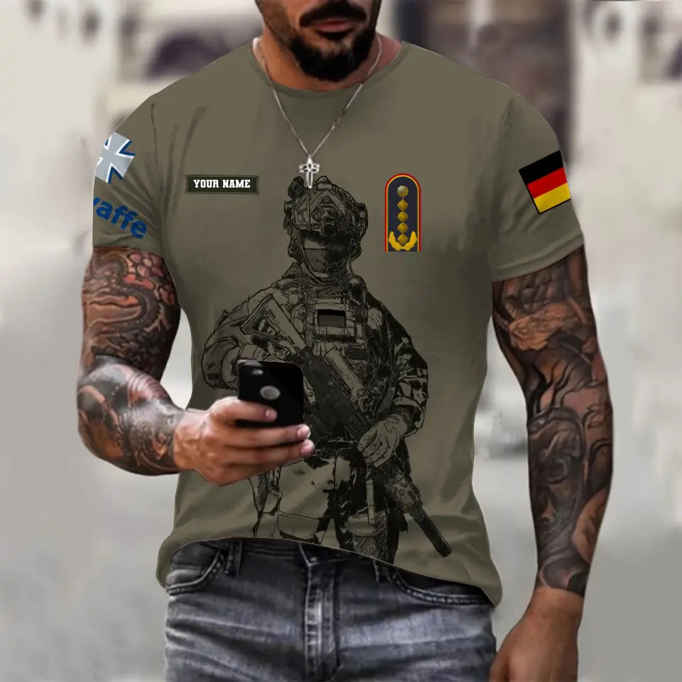 Personalized Germany Soldier/ Veteran Camo With Name And Rank T-shirt 3D Printed  - 17133120