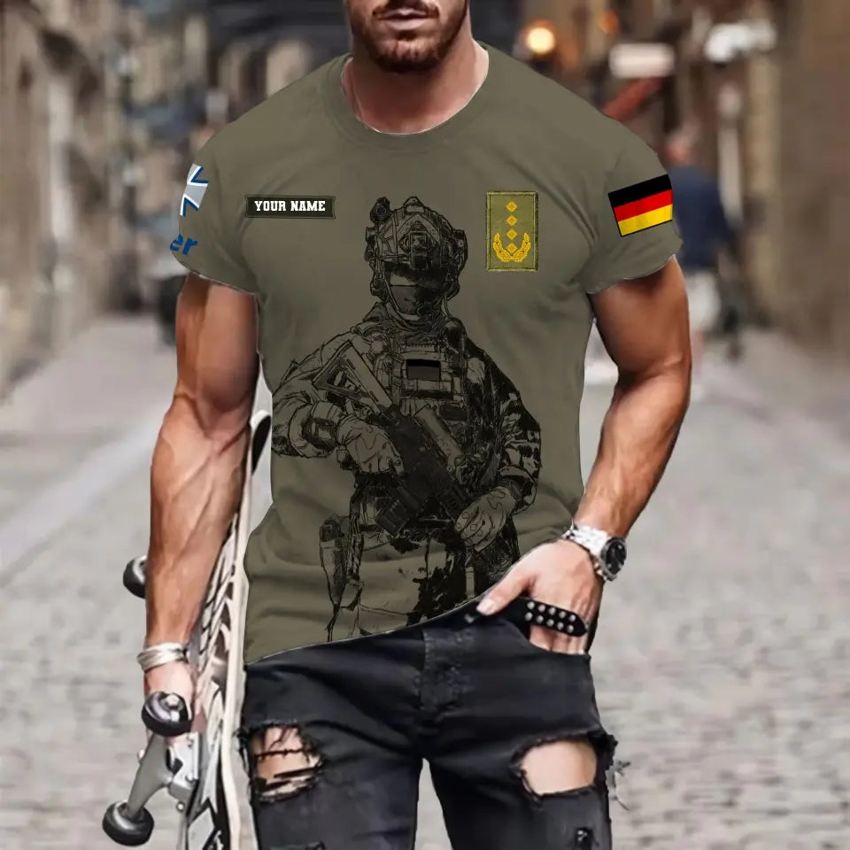 Personalized Germany Soldier/ Veteran Camo With Name And Rank T-shirt 3D Printed  - 17133120