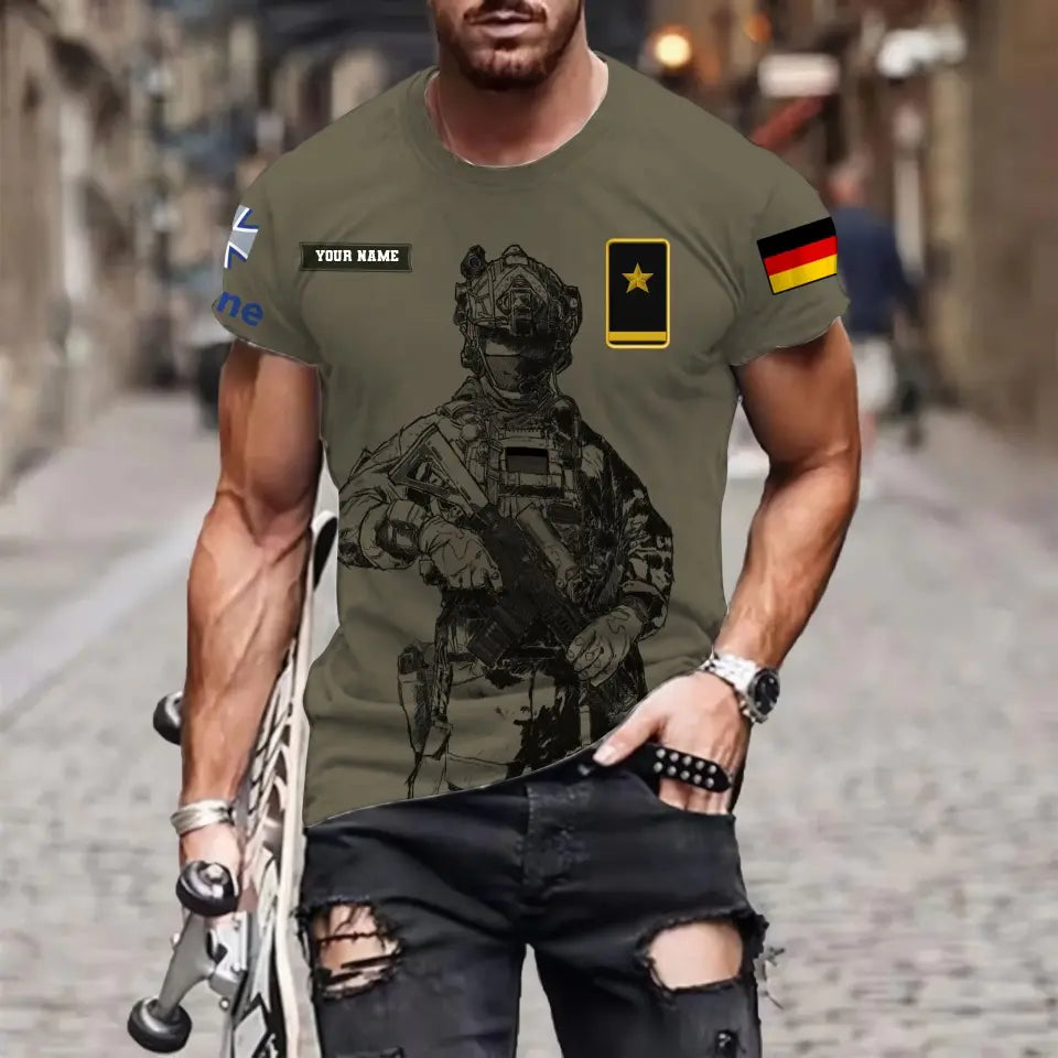 Personalized Germany Soldier/ Veteran Camo With Name And Rank T-shirt 3D Printed  - 17042401QA