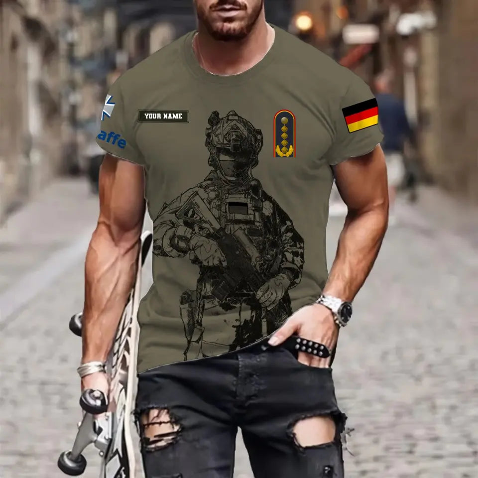 Personalized Germany Soldier/ Veteran Camo With Name And Rank T-shirt 3D Printed  - 17133120