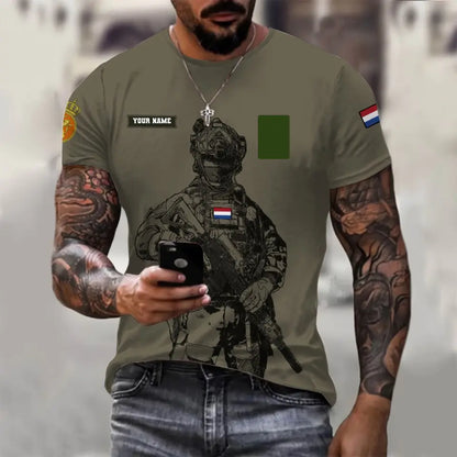 Personalized Netherlands Soldier/ Veteran Camo With Name And Rank T-shirt 3D Printed  - 17042401QA