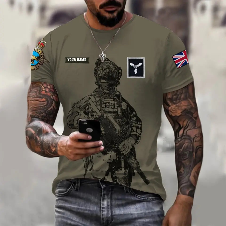 Personalized UK Soldier/ Veteran Camo With Name And Rank T-shirt 3D Printed  - 17042401QA
