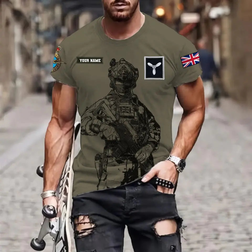 Personalized UK Soldier/ Veteran Camo With Name And Rank T-shirt 3D Printed  - 17042401QA