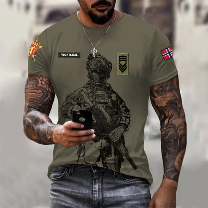 Personalized Norway Soldier/ Veteran Camo With Name And Rank T-shirt 3D Printed - 17042401QA