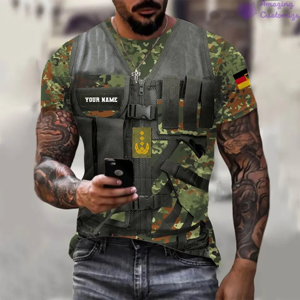 Personalized Germany Soldier/ Veteran Camo With Name And Rank T-shirt 3D Printed  - 17137440