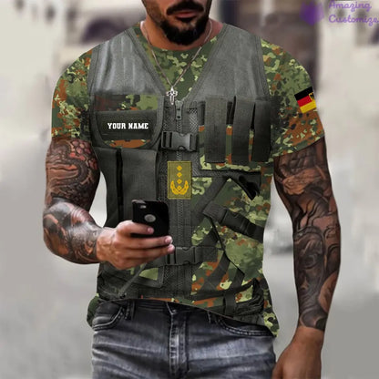Personalized Germany Soldier/ Veteran Camo With Name And Rank T-shirt 3D Printed  - 17137440