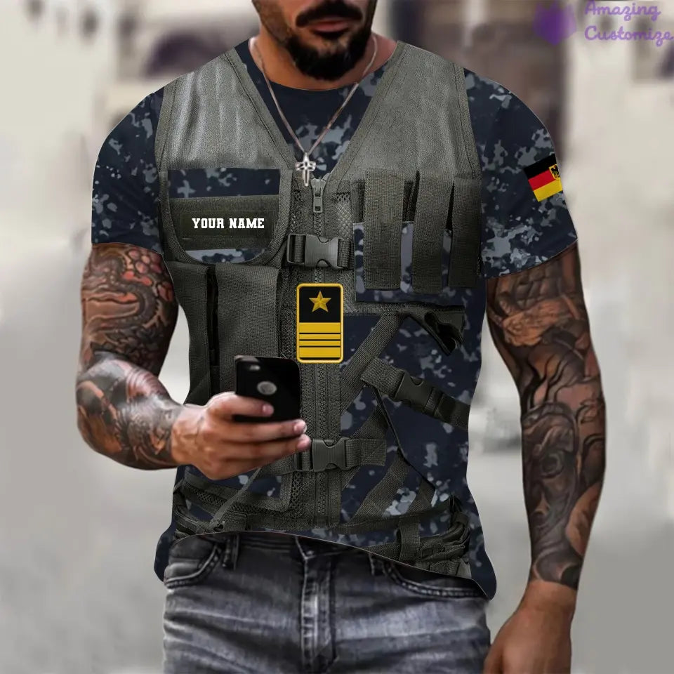 Personalized Germany Soldier/ Veteran Camo With Name And Rank T-shirt 3D Printed  - 17137440