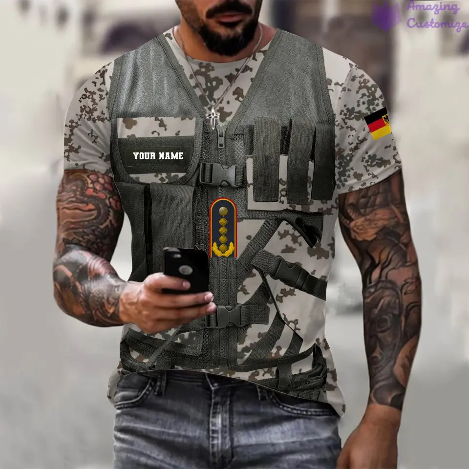 Personalized Germany Soldier/ Veteran Camo With Name And Rank T-shirt 3D Printed  - 17137440