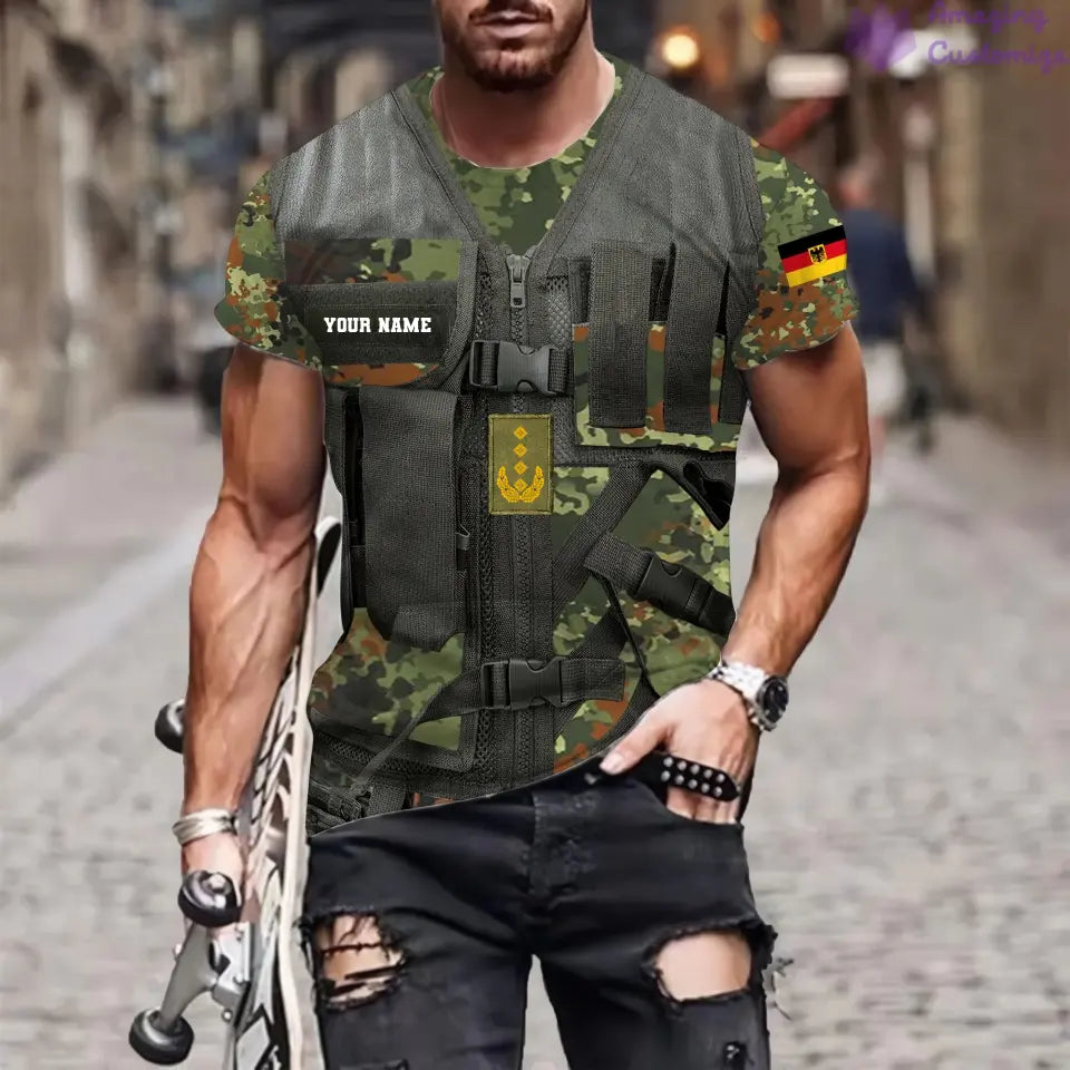 Personalized Germany Soldier/ Veteran Camo With Name And Rank T-shirt 3D Printed  - 17137440