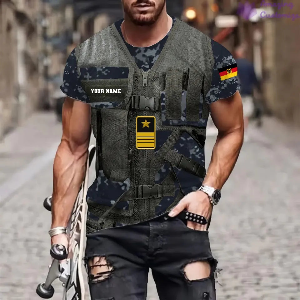 Personalized Germany Soldier/ Veteran Camo With Name And Rank T-shirt 3D Printed  - 17137440