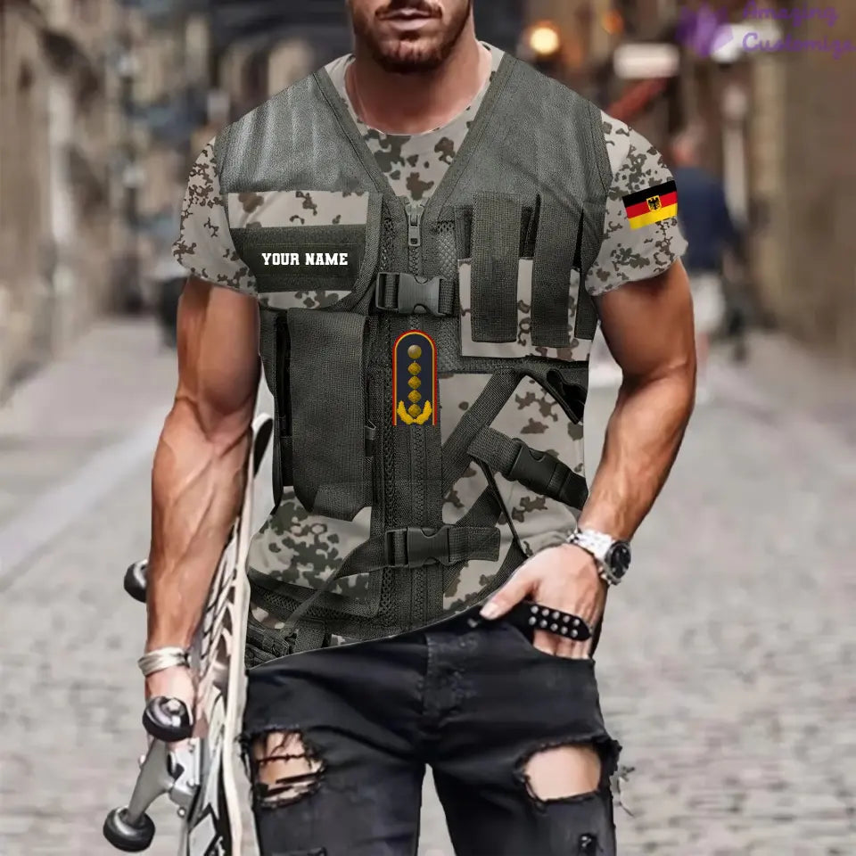 Personalized Germany Soldier/ Veteran Camo With Name And Rank T-shirt 3D Printed  - 22042401QA