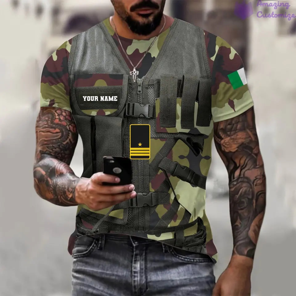 Personalized Ireland Soldier/ Veteran Camo With Name And Rank T-shirt 3D Printed  - 22042401QA