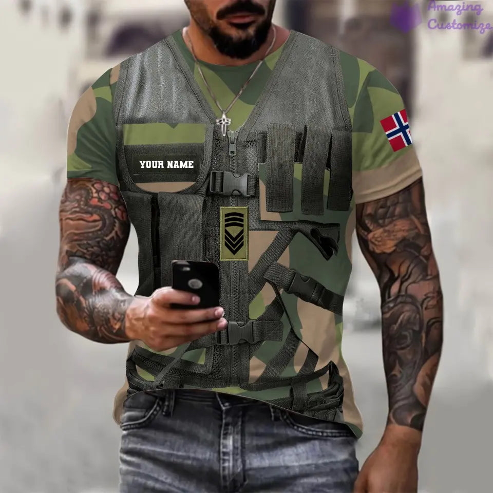 Personalized Norway Soldier/ Veteran Camo With Name And Rank T-shirt 3D Printed - 22042401QA
