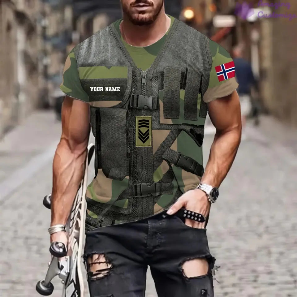Personalized Norway Soldier/ Veteran Camo With Name And Rank T-shirt 3D Printed - 22042401QA