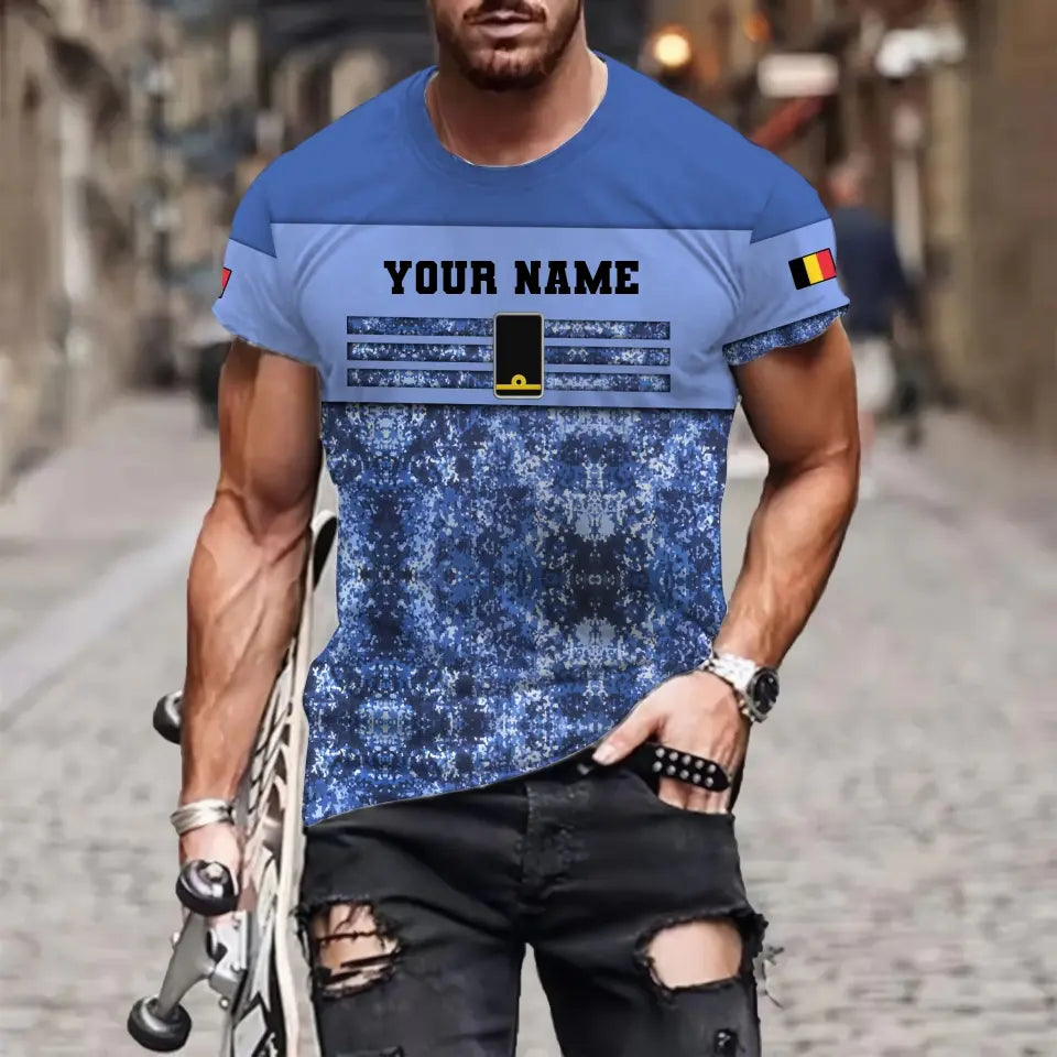 Personalized Belgium Soldier/ Veteran Camo With Name And Rank T-shirt 3D Printed  - 1201240001QA