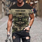 Personalized France Soldier/ Veteran Camo With Name And Rank T-shirt 3D Printed  - 1112230001QA