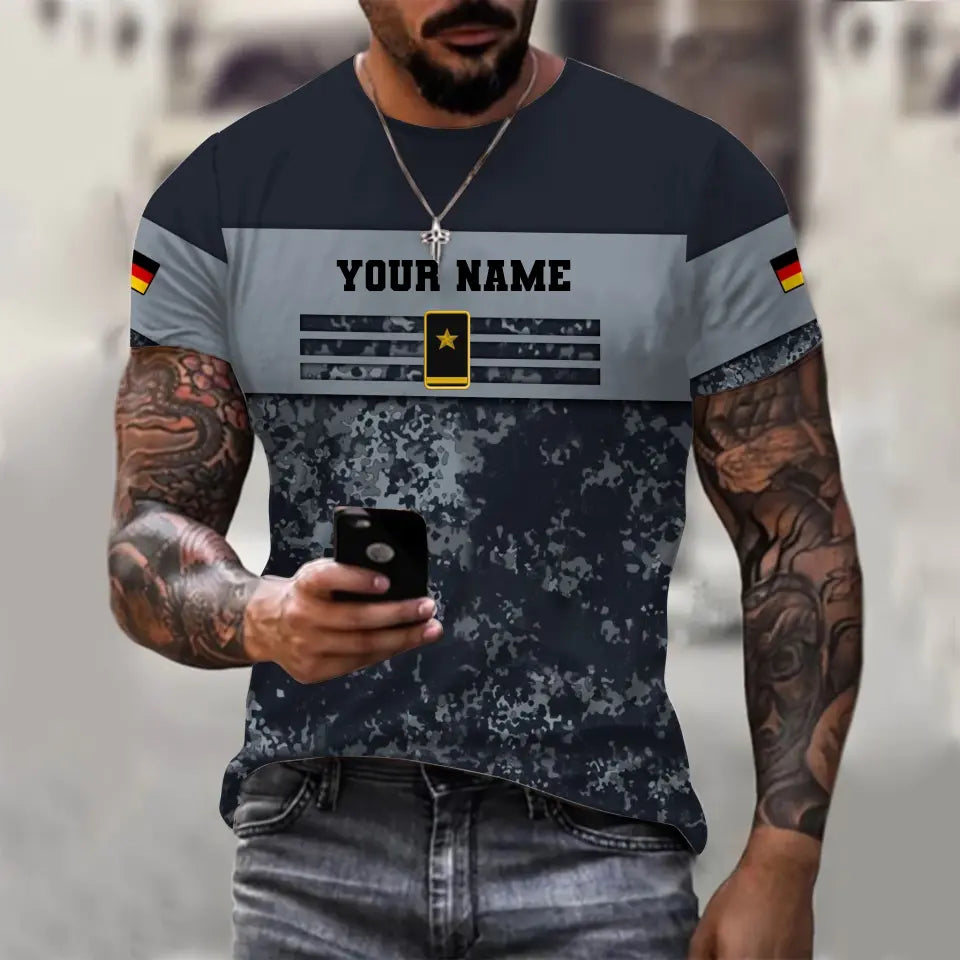 T-shirt personnalisé avec camouflage soldat/vétéran allemand avec nom et grade imprimé en 3D - 1112230001QA
