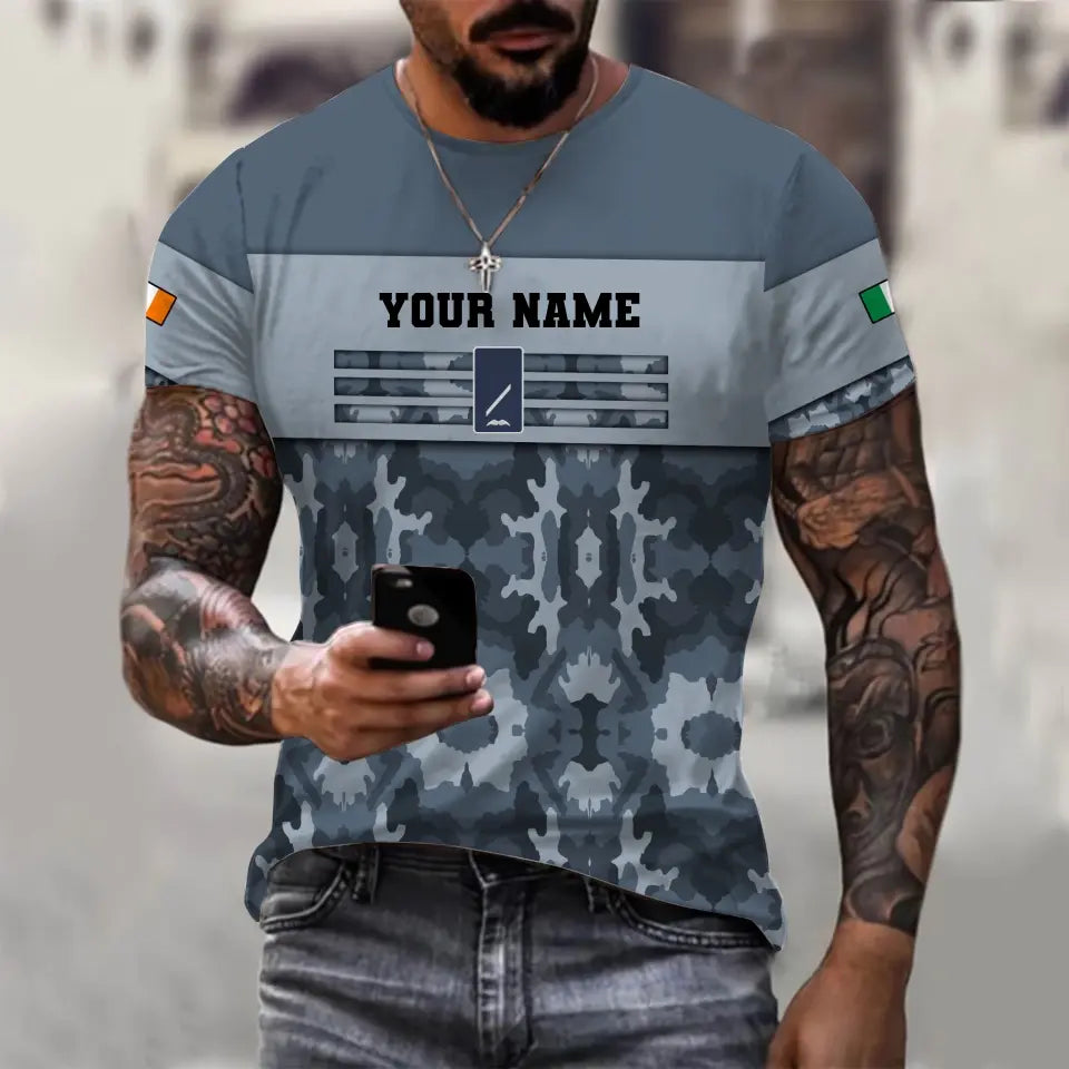 Personalized Ireland Soldier/ Veteran Camo With Name And Rank T-shirt 3D Printed  - 17050176