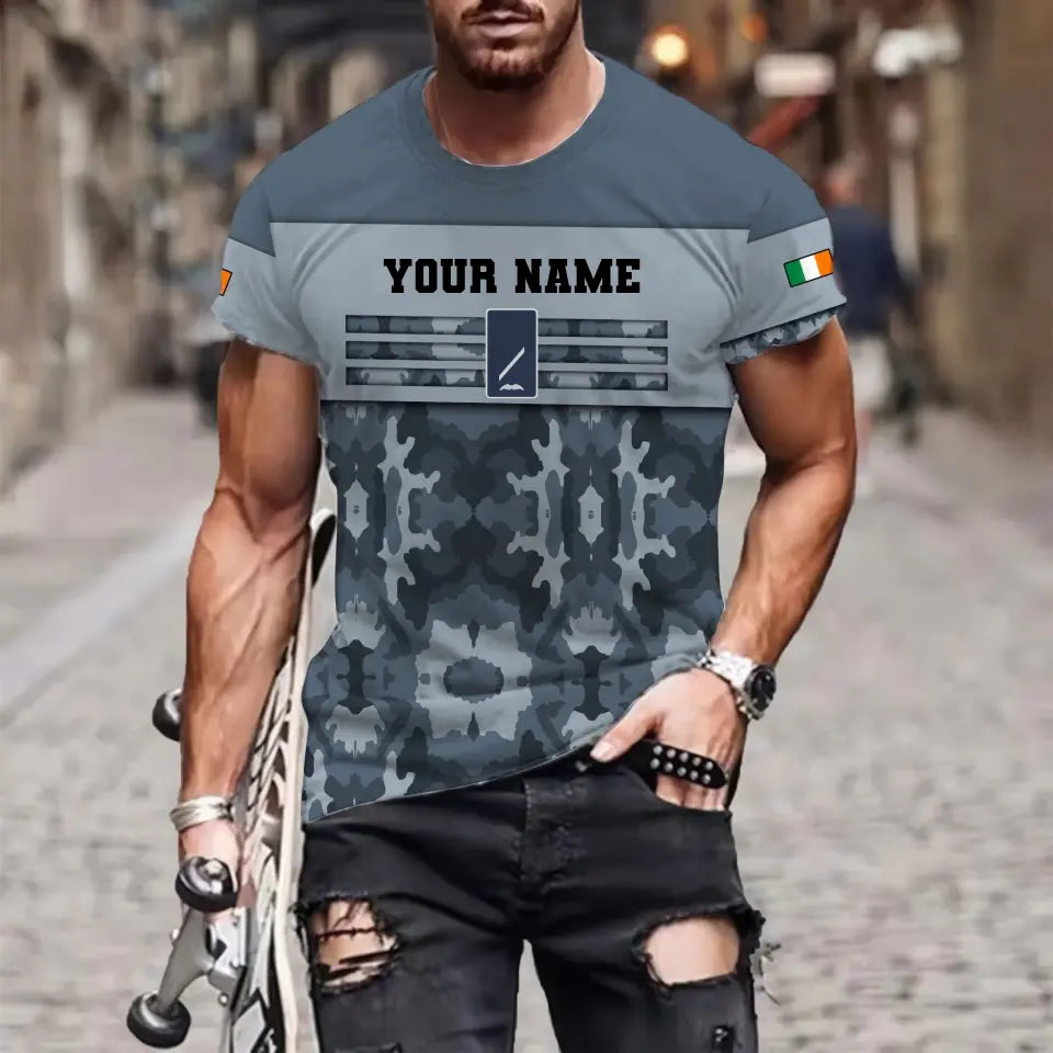 Personalized Ireland Soldier/ Veteran Camo With Name And Rank T-shirt 3D Printed  - 17050176