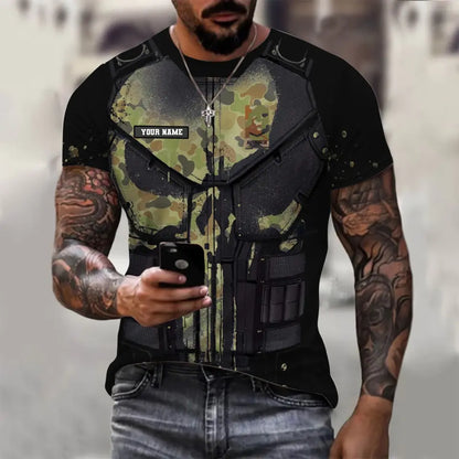 Personalized Australia Soldier/ Veteran Camo With Name And Rank T-shirt 3D Printed  - 2911230001QA