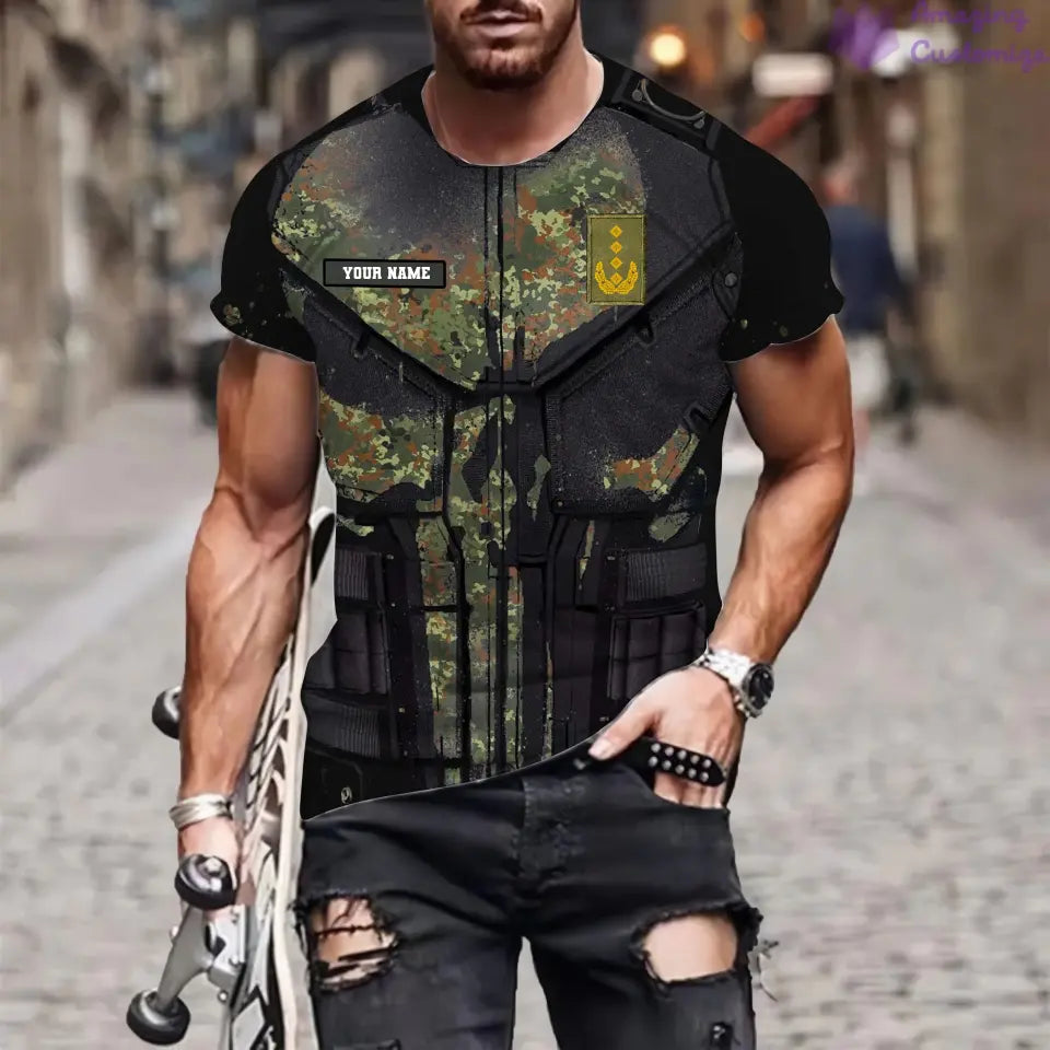 Personalized Germany Soldier/ Veteran Camo With Name And Rank T-shirt 3D Printed  - 17013888