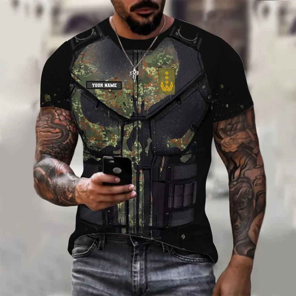 Personalized Germany Soldier/ Veteran Camo With Name And Rank T-shirt 3D Printed  - 17013888
