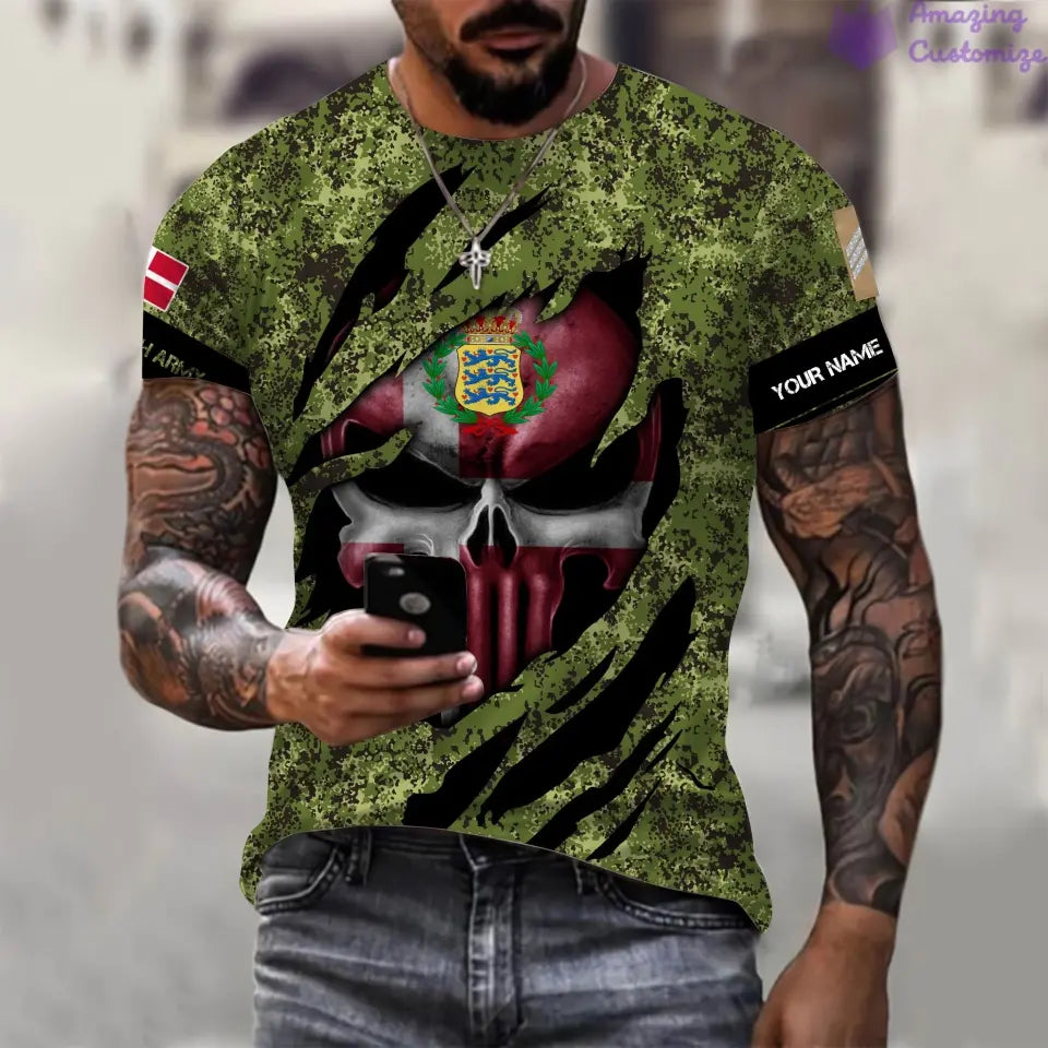Personalized Denmark Soldier/Veteran with Name and Rank 3D T-shirt All Over Printed - 08042402QA