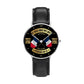 Personalized France Soldier/ Veteran With Name and Rank Black Stitched Leather Watch - 03052401QA - Gold Version