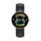 Personalized Sweden Soldier/ Veteran With Name and Rank Black Stitched Leather Watch - 03052401QA - Gold Version