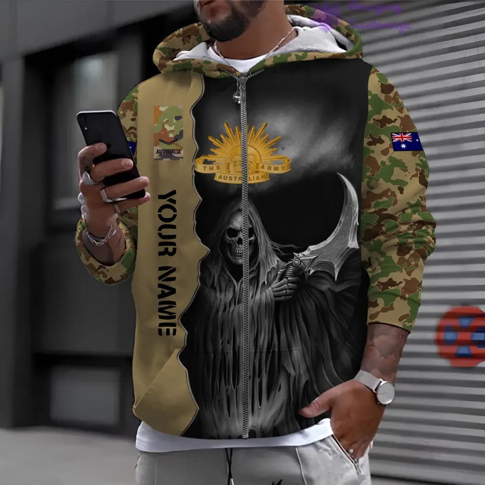 Personalized Australia Soldier/ Veteran Camo With Name And Rank Hoodie 3D Printed - 2601240001QA