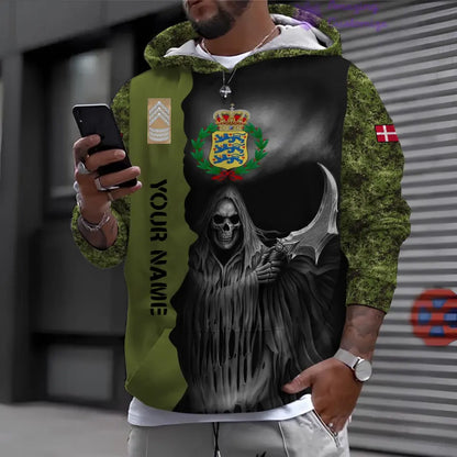 Personalized Denmark Soldier/Veteran with Name and Rank 3D Hoodie All Over Printed - 2601240001QA