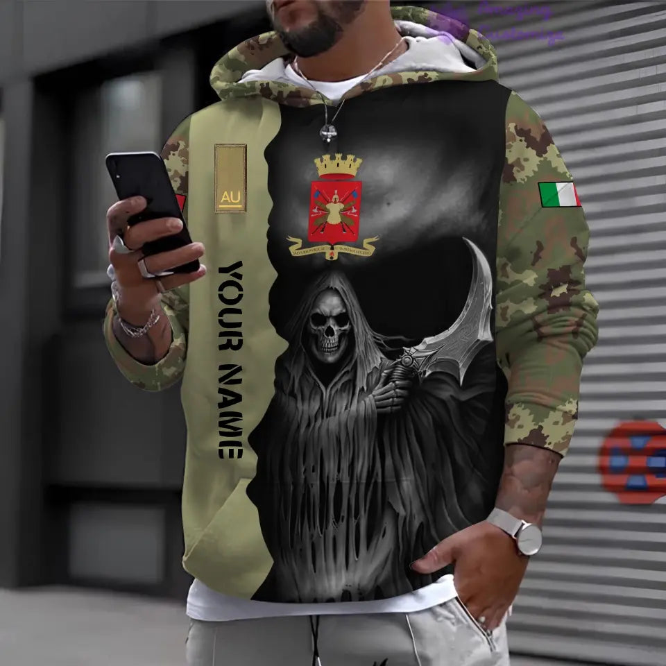 Personalized Italy Soldier/Veteran with Name and Rank 3D Hoodie All Over Printed - 2601240001QA