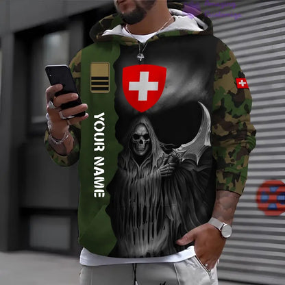 Personalized Swiss Soldier/Veteran with Name and Rank 3D Hoodie All Over Printed - 2601240001QA