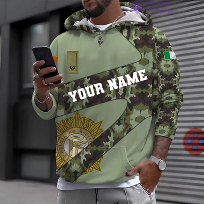 Personalized Ireland Soldier/ Veteran Camo With Name And Rank Hoodie 3D Printed - 3001240001QA