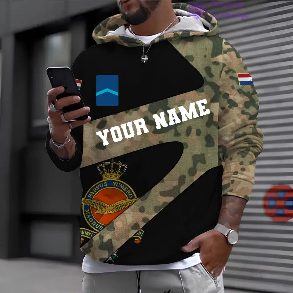 Personalized Netherlands Soldier/ Veteran Camo With Name And Rank Hoodie 3D Printed - 3001240001QA