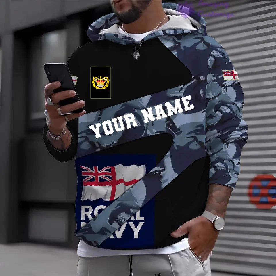 Personalized UK Soldier/ Veteran Camo With Name And Rank Hoodie 3D Printed - 17065728