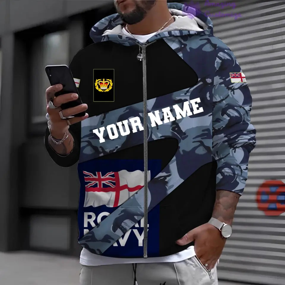 Personalized UK Soldier/ Veteran Camo With Name And Rank Hoodie 3D Printed - 17065728