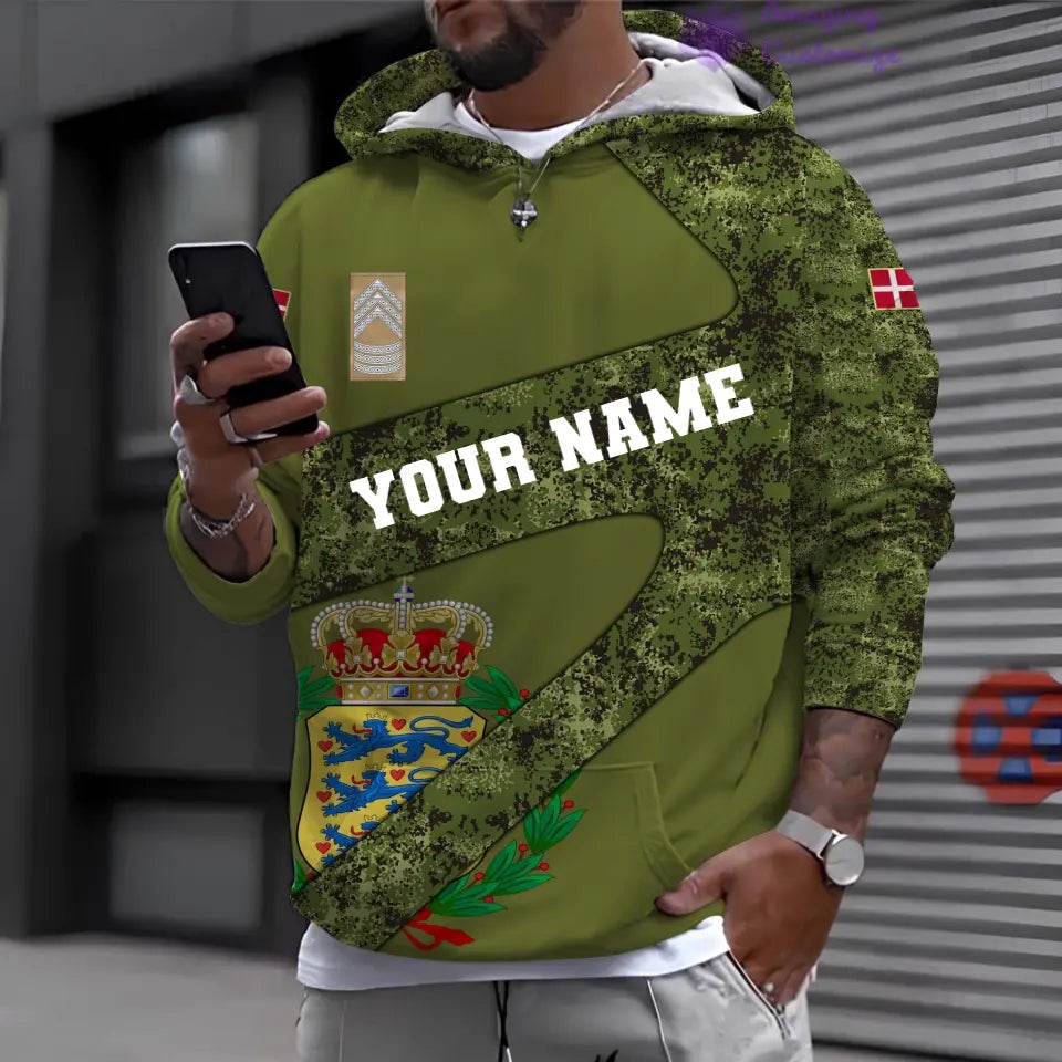 Personalized Denmark Soldier/Veteran with Name and Rank 3D Hoodie All Over Printed - 17065728