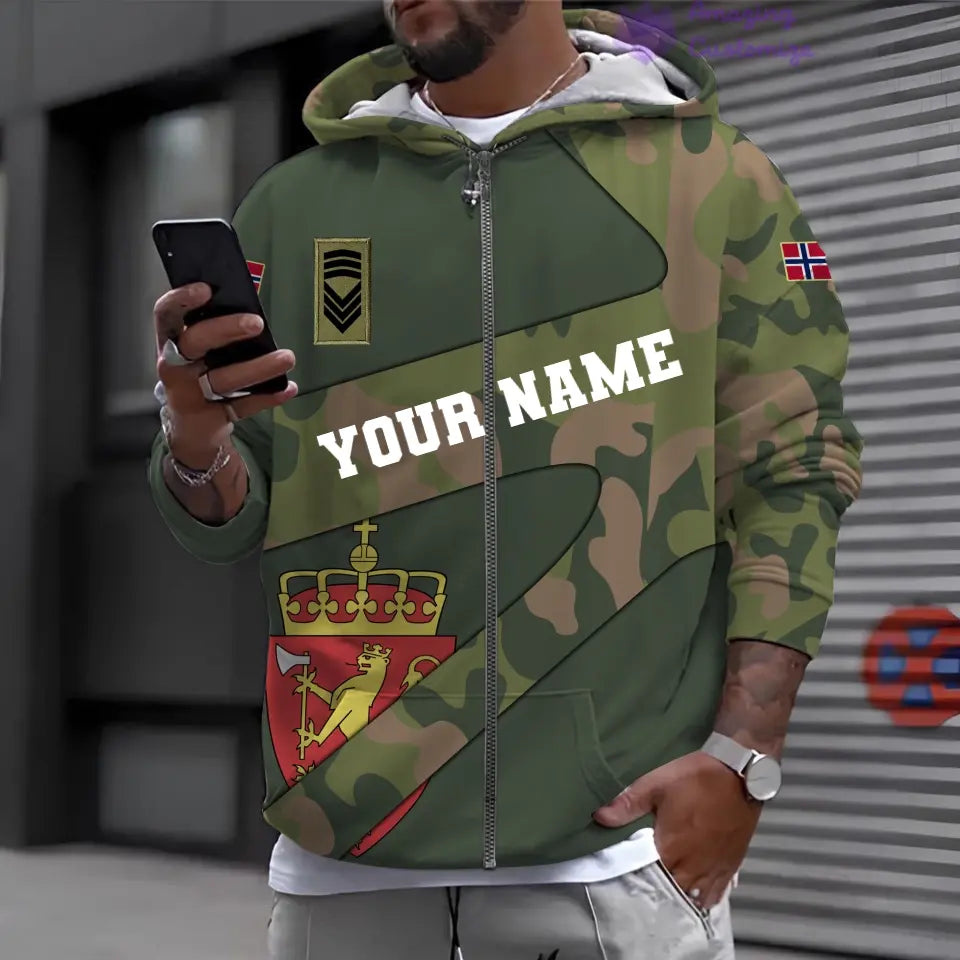 Personalized Norway Soldier/Veteran with Name and Rank 3D Hoodie All Over Printed - 17065728