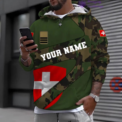 Personalized Swiss Soldier/Veteran with Name and Rank 3D Hoodie All Over Printed - 3001240001QA